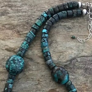 Sterling Silver Turquoise Bead Necklace. 20.25 Inch - Etsy