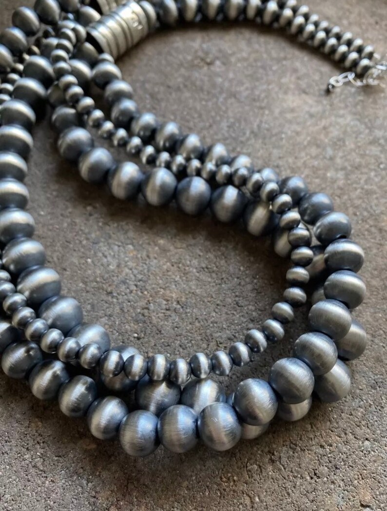 Sterling Silver Multi Strand Navajo Pearls Bead Necklace. 30 Etsy