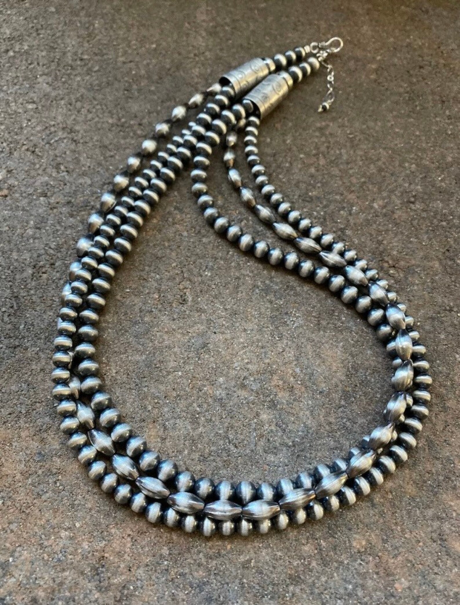 Sterling Silver Navajo Pearls Multi Strand Bead Necklace. 22 Etsy UK