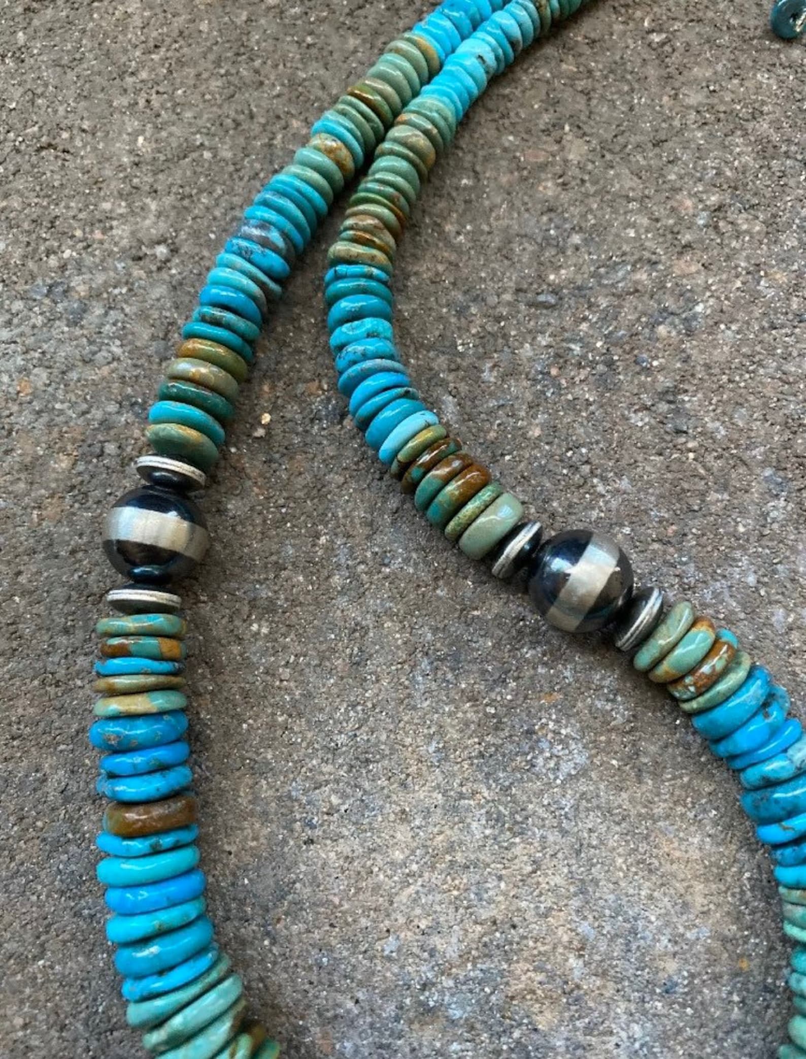 Sterling Silver Graduated Turquoise Bead Necklace. 18 Inch - Etsy