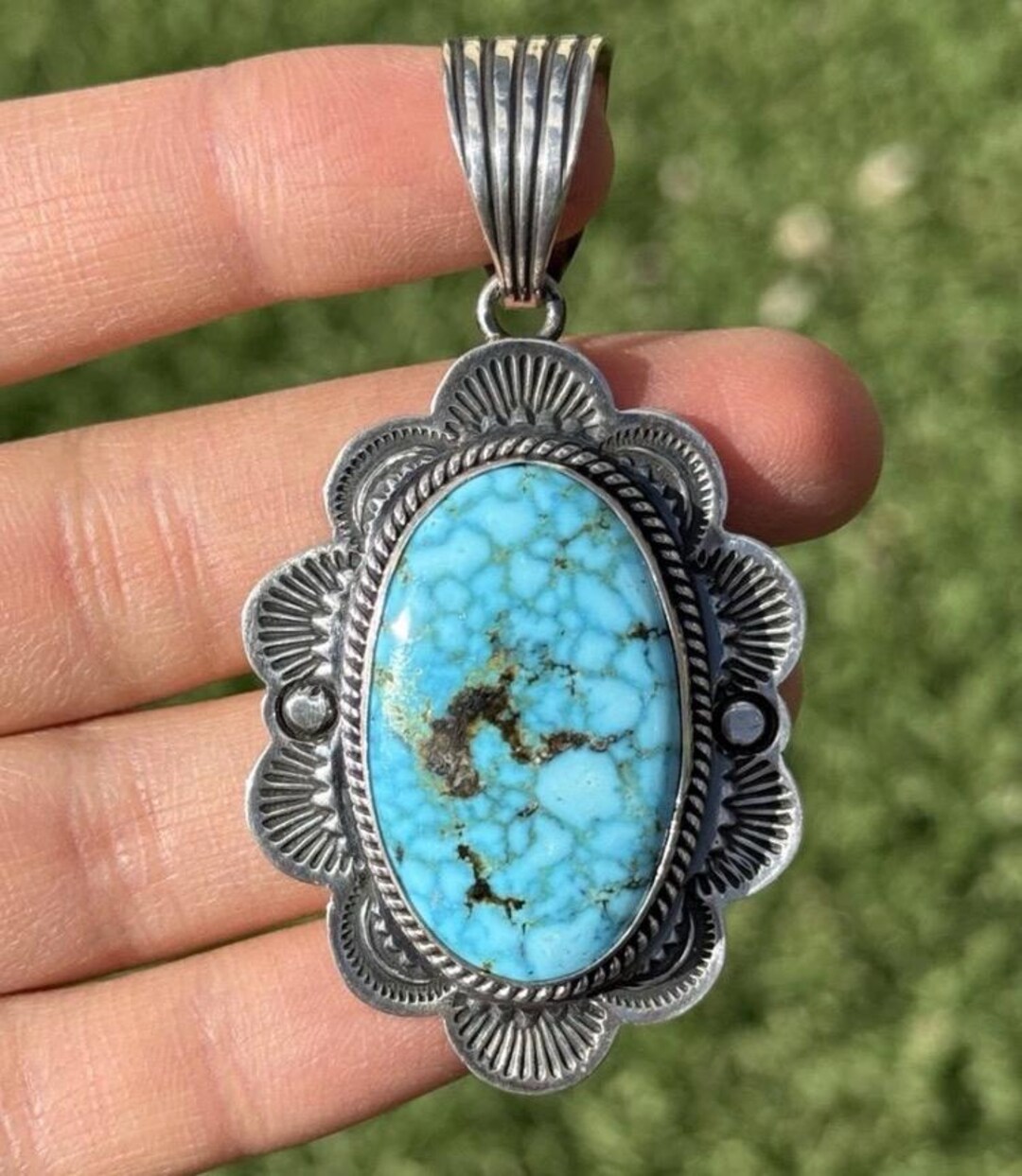 ナバホ　ナチュラル　キングマン ペンダント　トップ　スパイダーウェブ ナバホ ナチュラル キングマン ペンダント トップ スパイダー