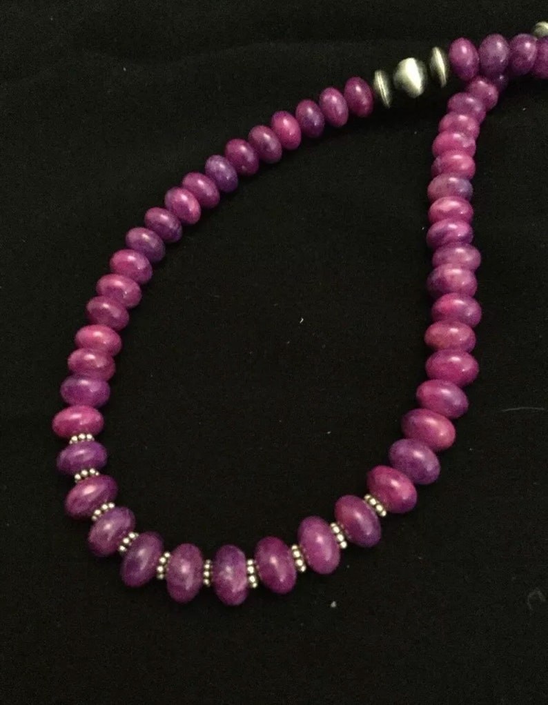 Sterling silver sugilite bead necklace 20 Inch . Etsy