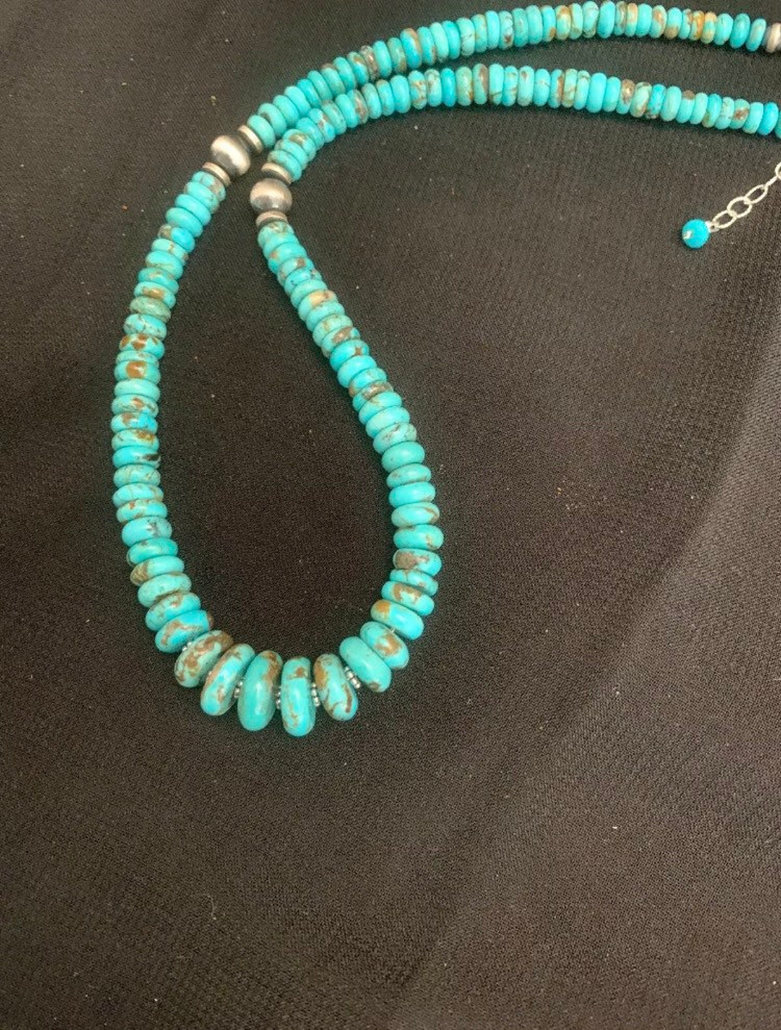 Sterling Silver Graduated Turquoise Bead Necklace 18 Inch - Etsy