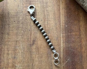 ネックレスチェーンエクステンダー スターリングシルバー パールビーズ 4mm 2インチ ロブスタークラスプ