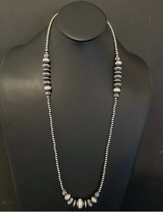 Turquoise Sun Longer Native American Navajo 34 Inch Sterling Silver Necklace Turquoise Sun Longer Native American Navajo 34 Inch Sterling Silver Necklace