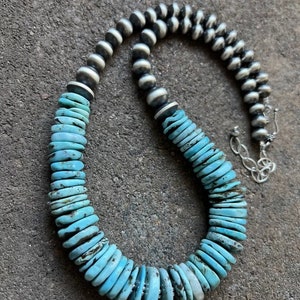 Sterling Silver Turquoise W Pearls Bead Necklace. 18 Inch - Etsy