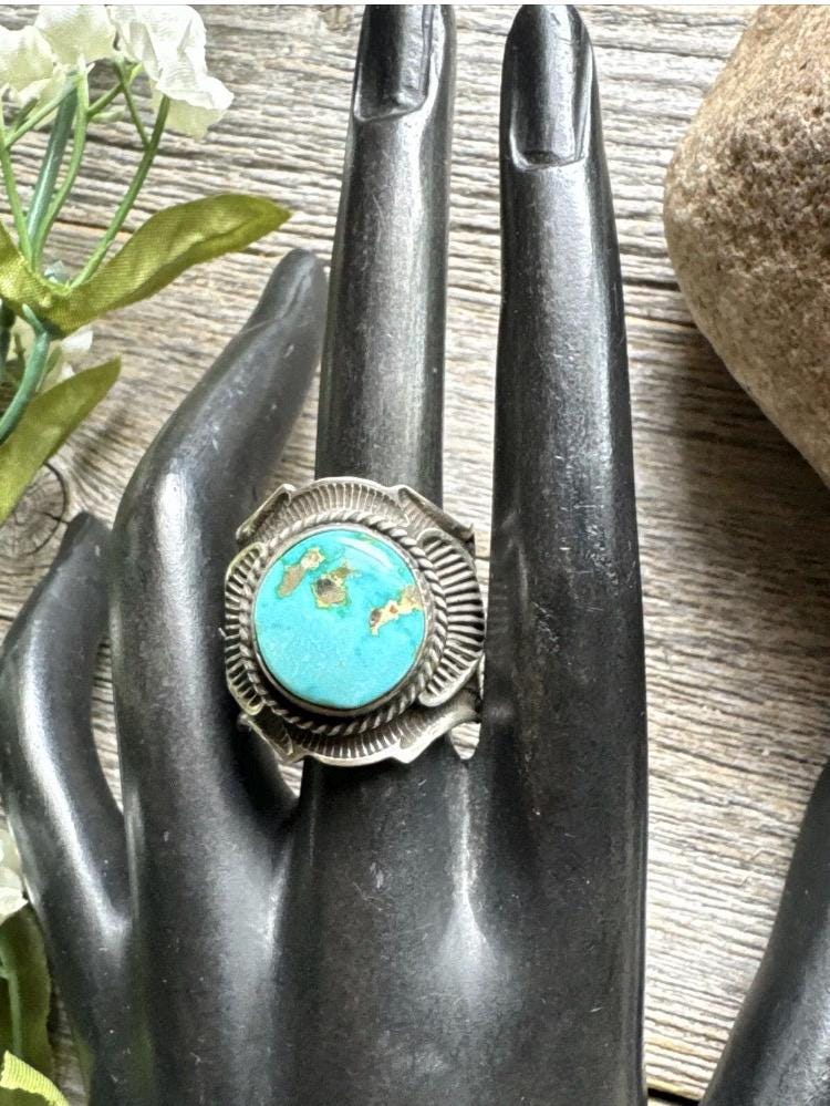 Andy Cadman Sterling Silver Sonoran Gold Turquoise Ring. Size 9