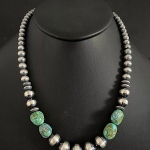 Sterling Silver Sonoran Gold Turquoise Nuggets Bead Necklace