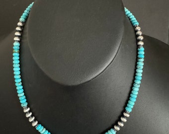 Sterling silver blue turquoise necklace 18 inch