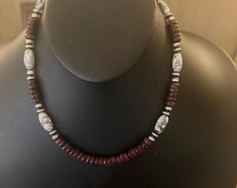 Sterling silver purple spiny oyster wb turquoise bead necklace 18 inch