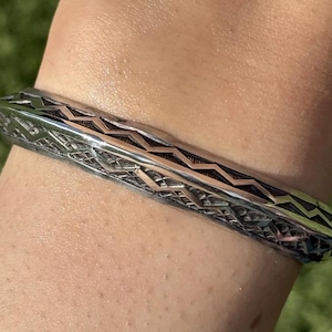 Sunshine Reeves Sterling Silver Stacker Cuff Bracelet Navajo Gift