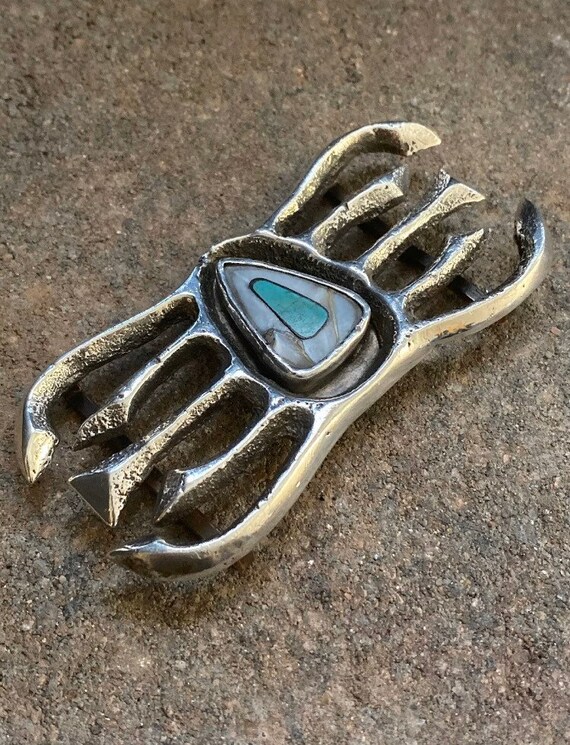 Vintage Native American Sterling Silver Turquoise Inlay Belt  display picture 2