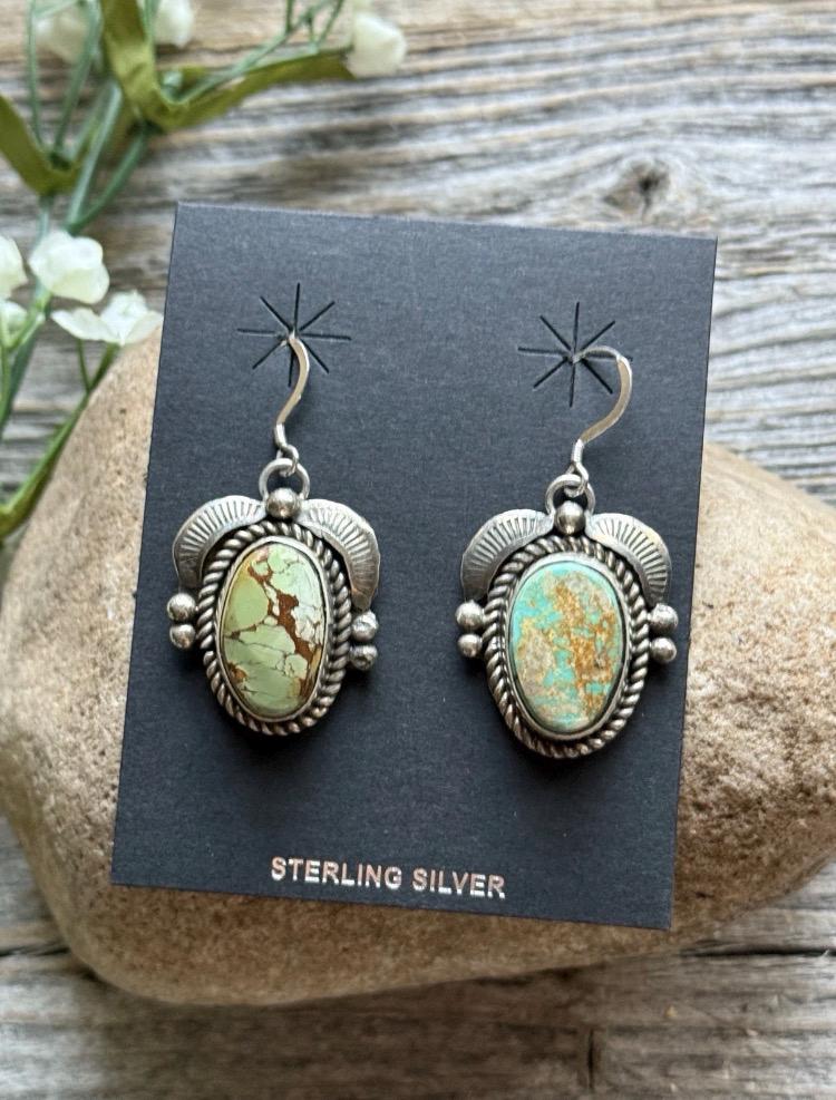 Navajo Sterling Silver Royston Turquoise Earrings C Yazzie - Etsy