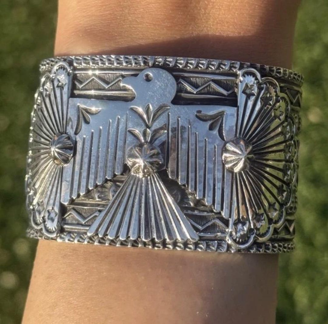 Sunshine Reeves Sterling Silver Thunderbird Cuff Bracelet