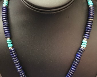 sterling silver lapis bead necklace