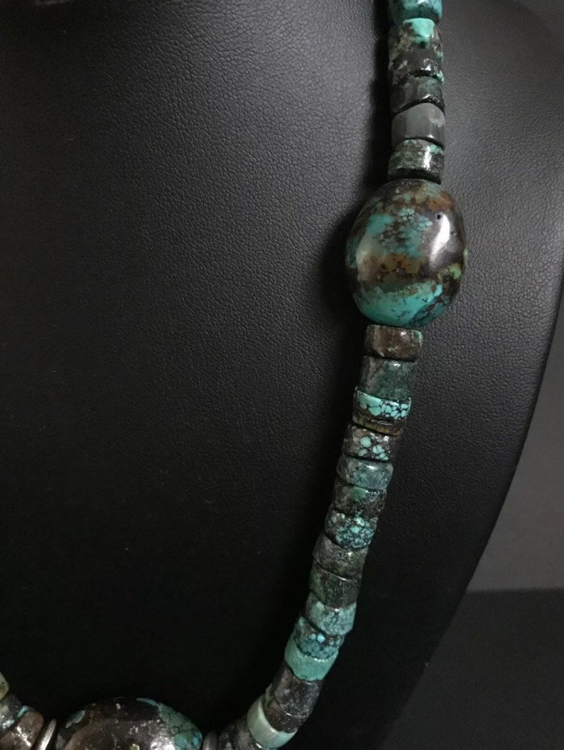 Sterling Silver Turquoise Bead Necklace. 20.25 Inch - Etsy