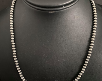 Sterling Silver 4mm Navajo Pearls Bead Necklace.