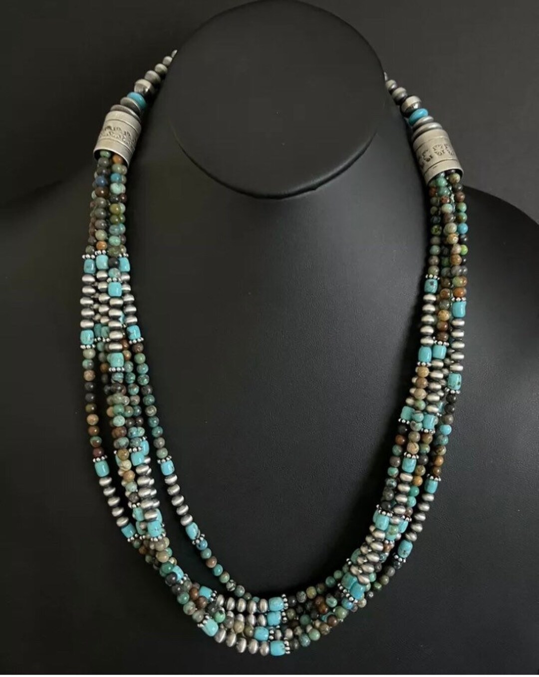 アクセサリー Folk/N SILVER BEADS NECKLACE Sterling Silver Multi Strand Turquoise W Pearls Bead