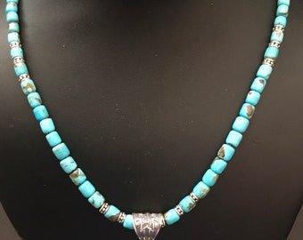 Native American sterling silver turquoise necklace with pendant