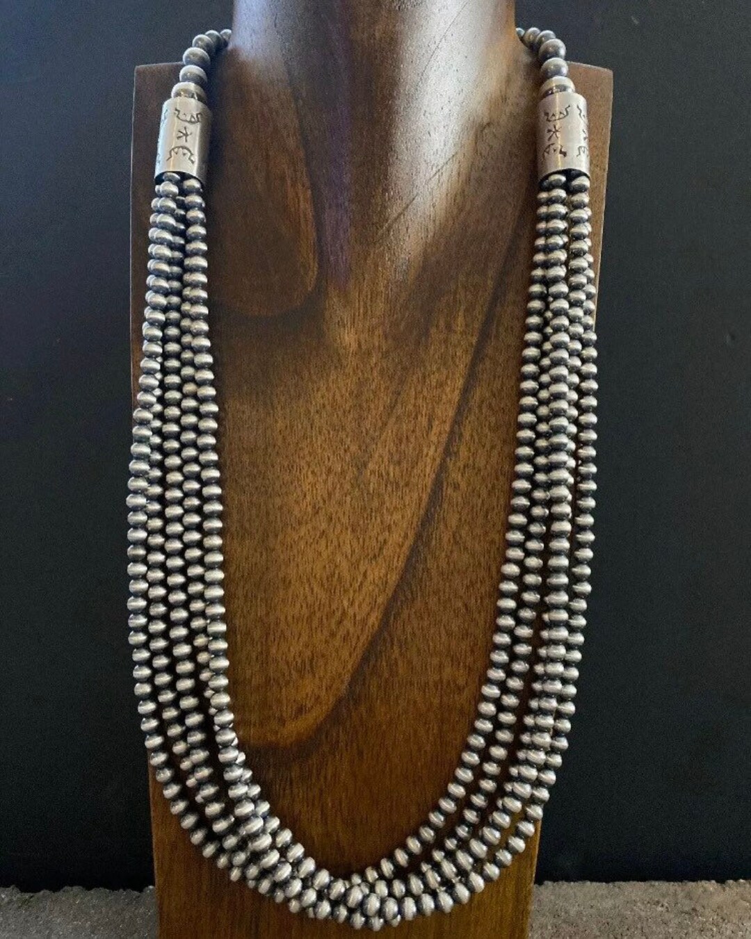 Sterling Silver Multi Strand 5mm Navajo Pearls Bead Necklace. Etsy
