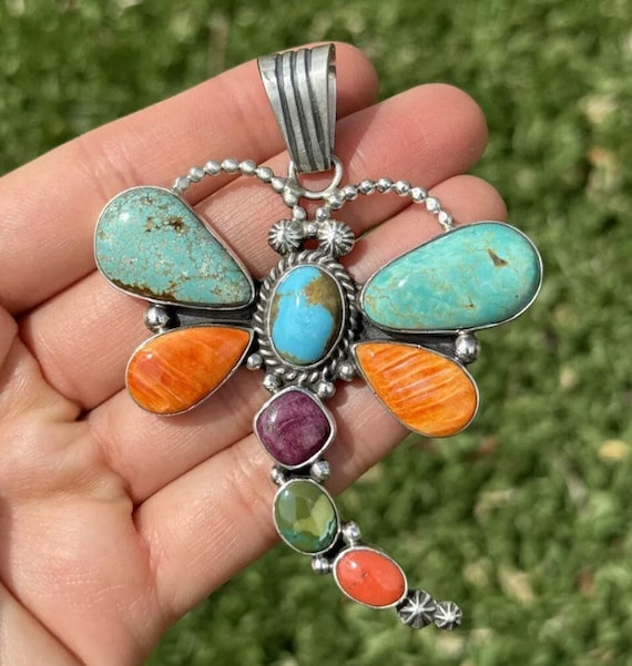 Navajo Sterling Silver Multi Stone Turquoise Dragonfly Navajo Sterling Silver Multi Stone Turquoise Dragonfly