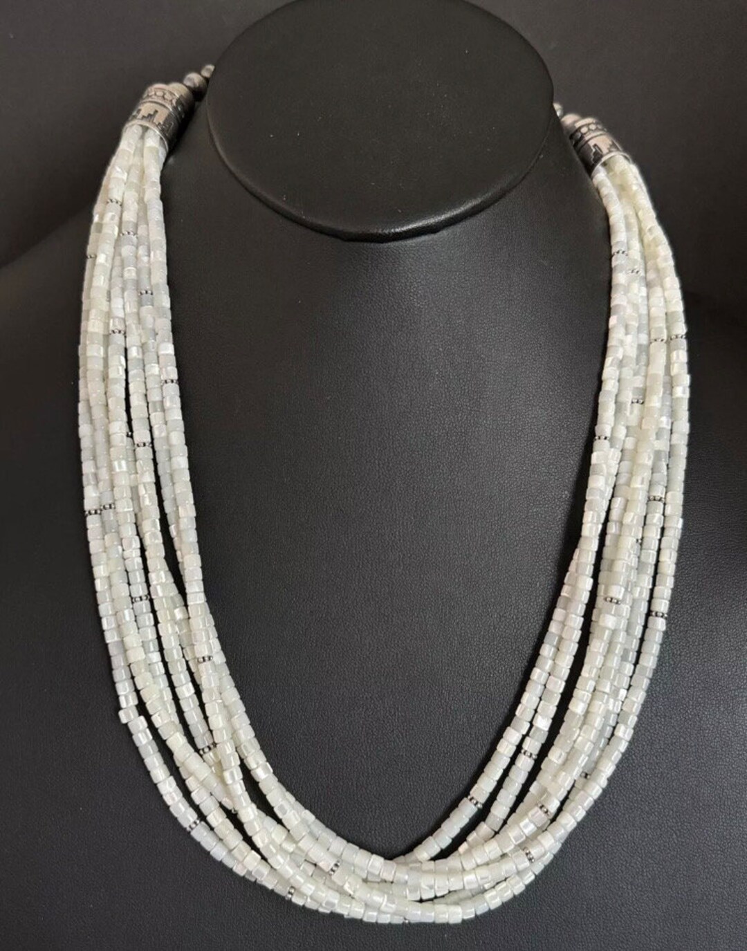 Sterling Silver Multi Strand Mother of Pearl Bead Necklace. 24 Inch - Etsy
