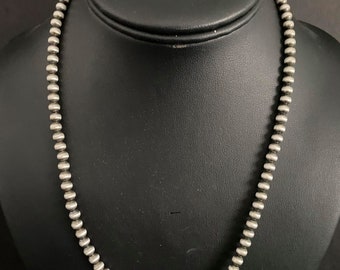 Sterling Silver 5 mm Navajo Pearls Bead Necklace