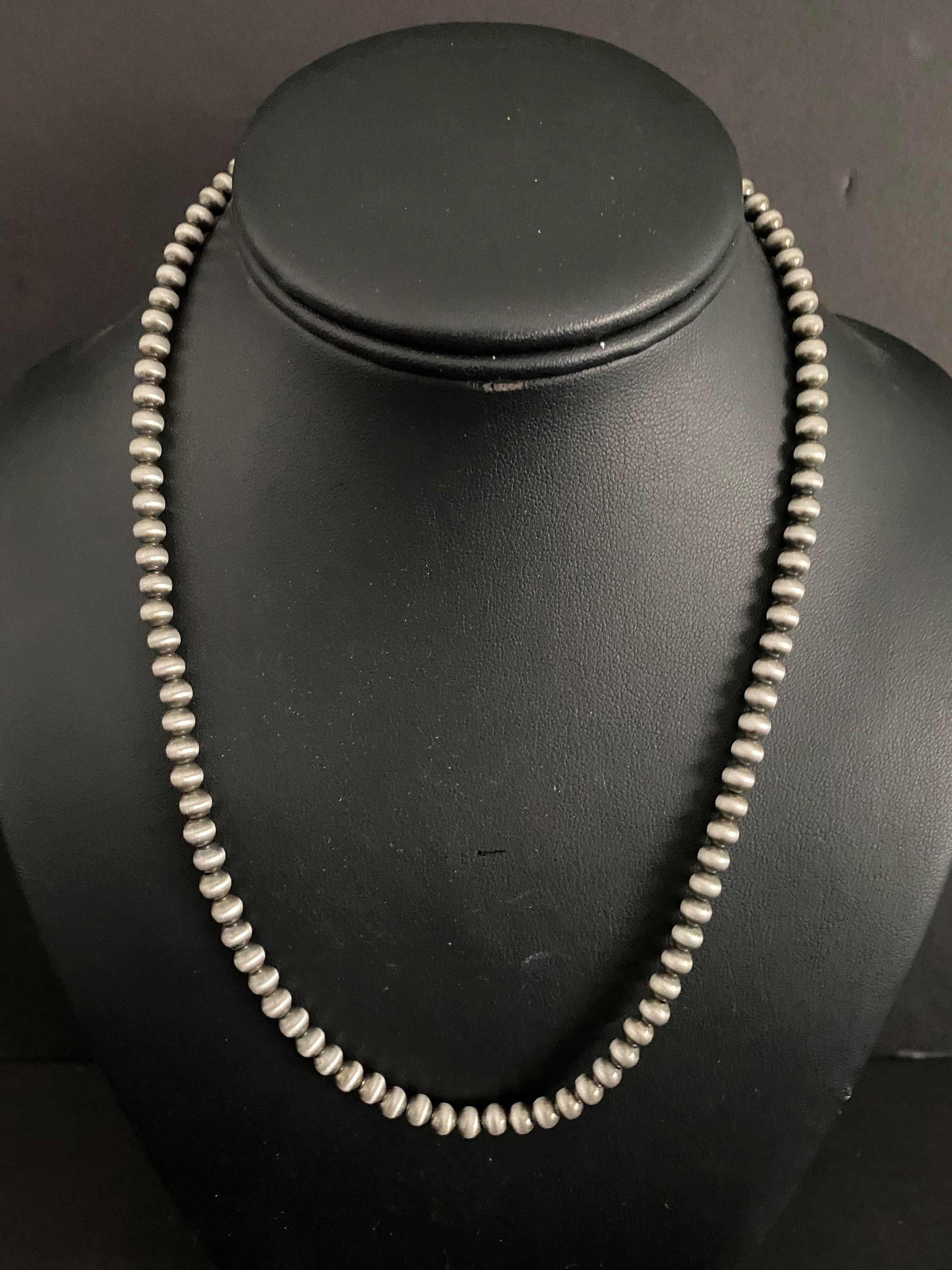 5mm Sterling Silver Navajo Pearl Style Beaded Necklace – Nizhoni