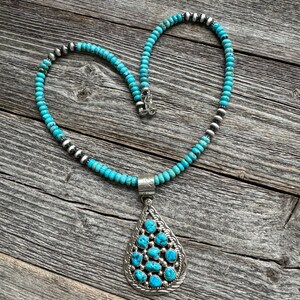 Navajo Sterling Silver Turquoise Necklace Pendant - Etsy