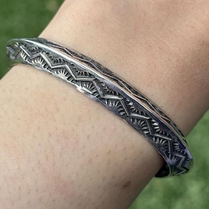Sunshine Reeves Sterling Silver Stacker Cuff Bracelet Navajo Gift
