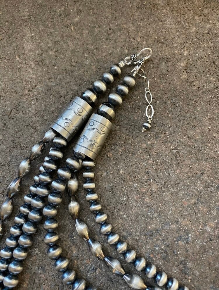 Sterling Silver Navajo Pearls Multi Strand Bead Necklace. 22 Etsy UK