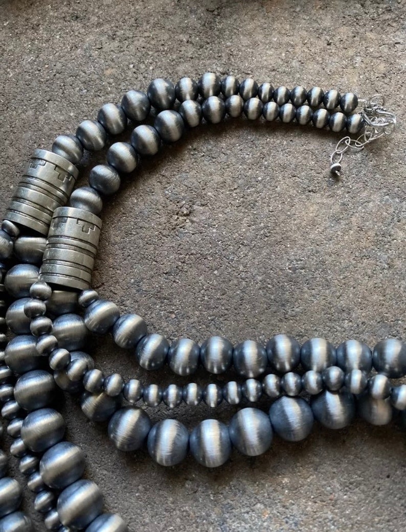 Sterling Silver Multi Strand Navajo Pearls Bead Necklace. 30 Etsy