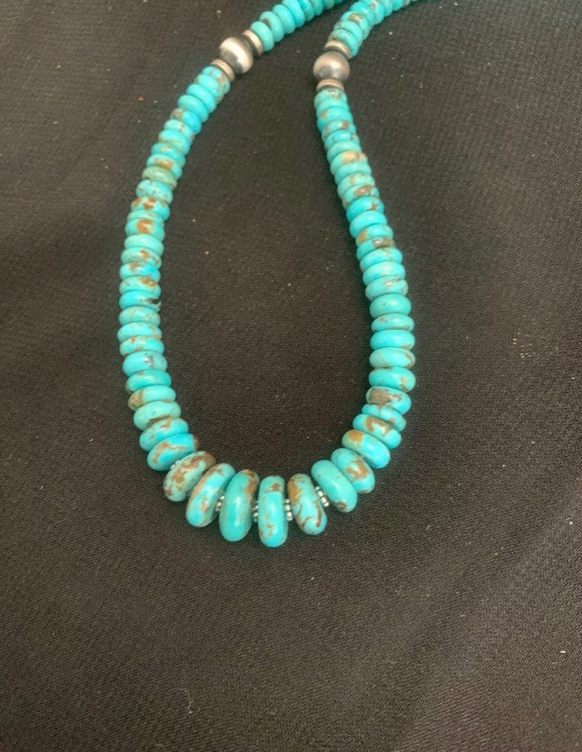 Sterling Silver Graduated Turquoise Bead Necklace 18 Inch - Etsy