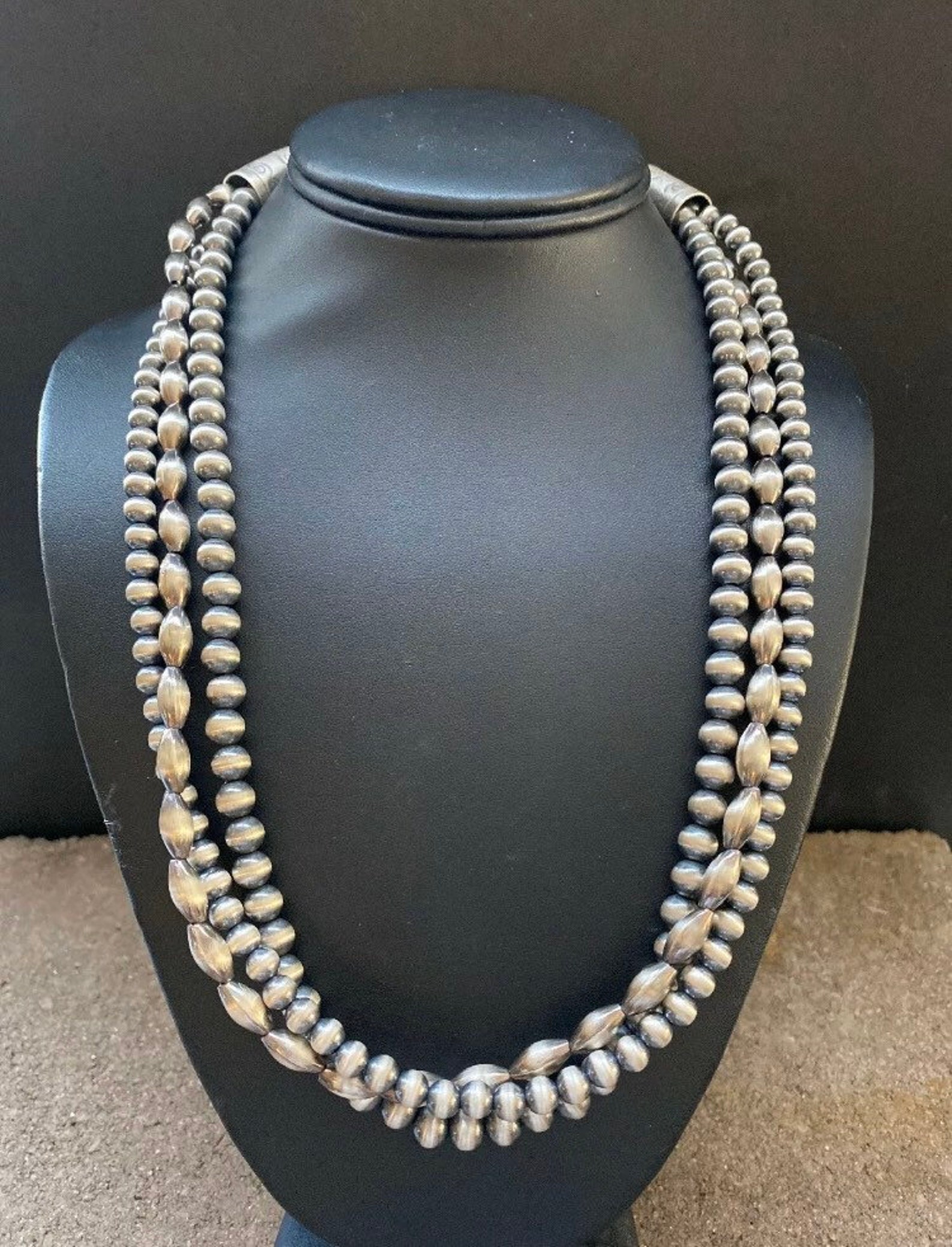 Sterling Silver Navajo Pearls Multi Strand Bead Necklace. 22 Etsy UK