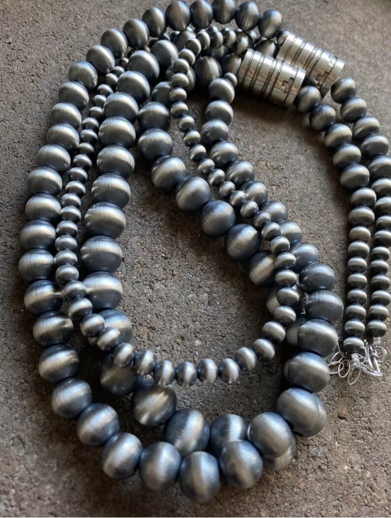 Sterling Silver Multi Strand Navajo Pearls Bead Necklace. 30 Etsy