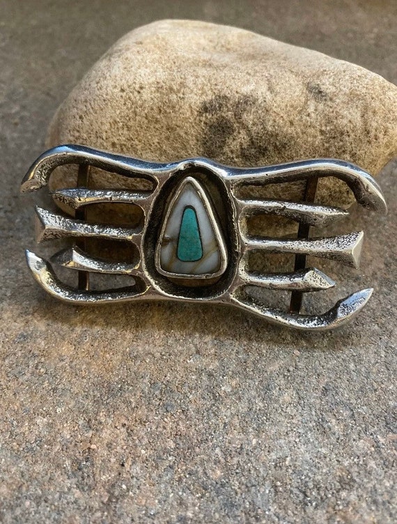 Vintage Native American Sterling Silver Turquoise Inlay Belt  display picture 1