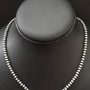 Sterling Silver 4 mm  Bead Necklace .