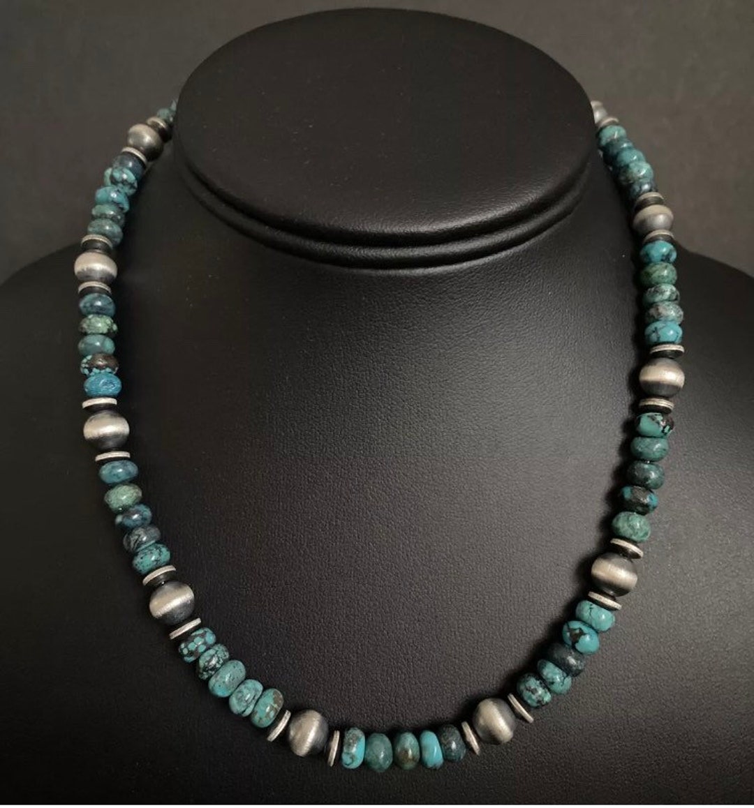 アクセサリー NAVAJO Silver Turquoise Necklace 925 Navajo Necklace 925 Silver Natural Mined Turquoise Artist