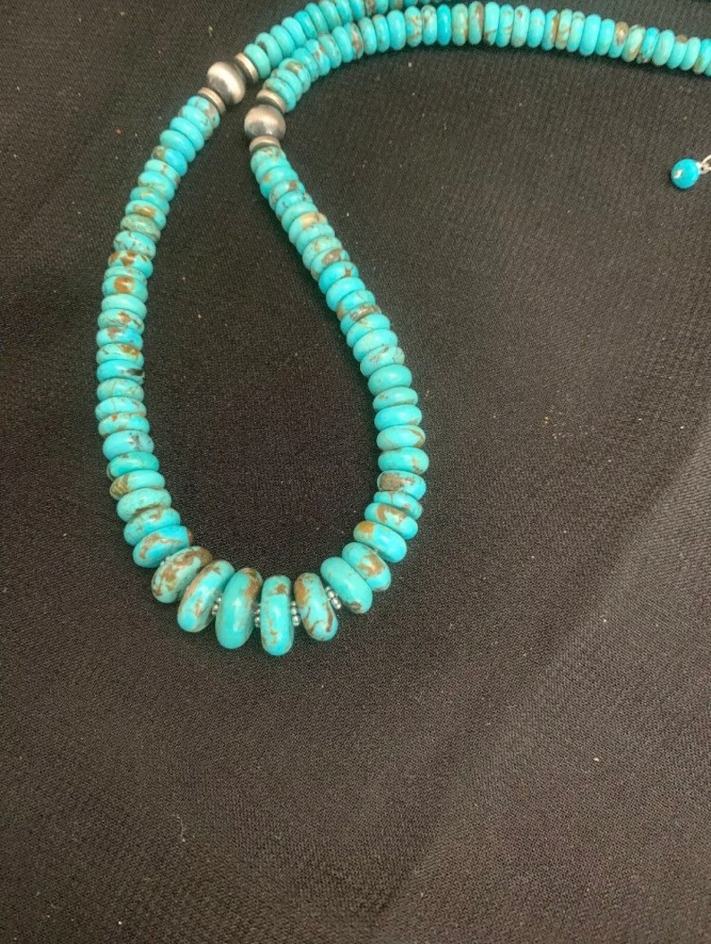 Sterling Silver Graduated Turquoise Bead Necklace 18 Inch - Etsy