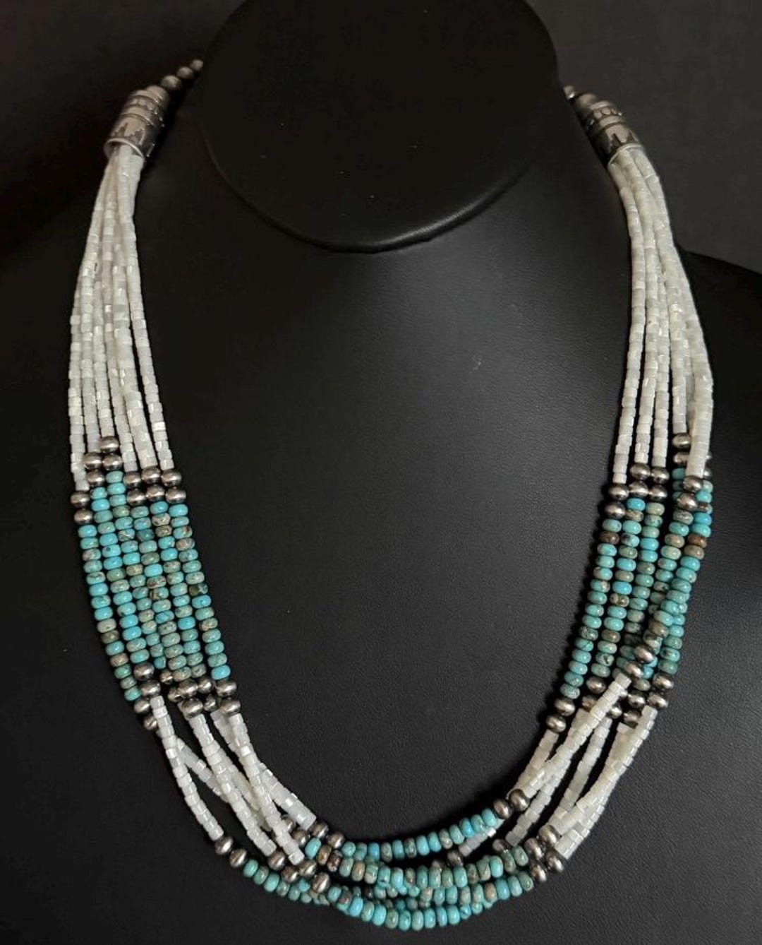 Sterling Silver Multi Strand MOP Mother of Pearl Turquoise Bead ...