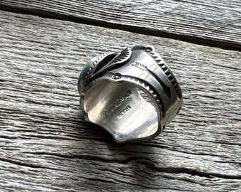 Andy Cadman Sterling Silver Sonoran Gold Turquoise Ring. Size 9