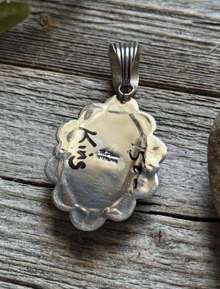 ナバホ族スターリングシルバーキングマンスパイダーウェブ