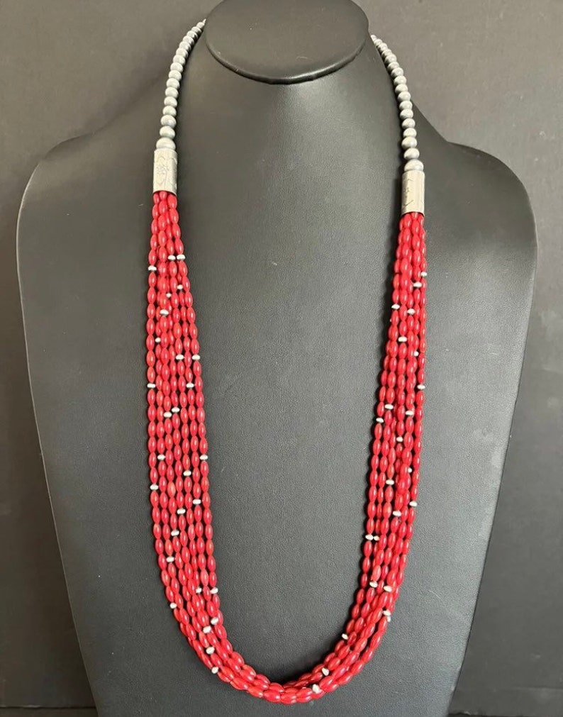 Gemstone Coral Sterling Silver Fine Necklaces For Sale
