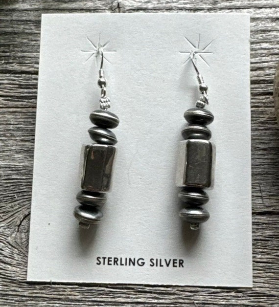 Sterling Silver Flat Beaded Drop Pearl Earrings Sterling Silver Flat Beaded Drop Pearl Earrings