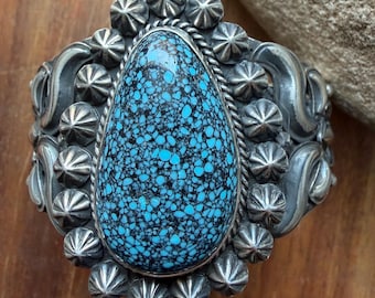 Navajo sterling silver turquoise cuff bracelet