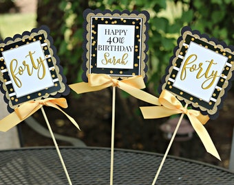 40th Birthday Decorations 40th Party Centerpiece Centerpiece Etsy