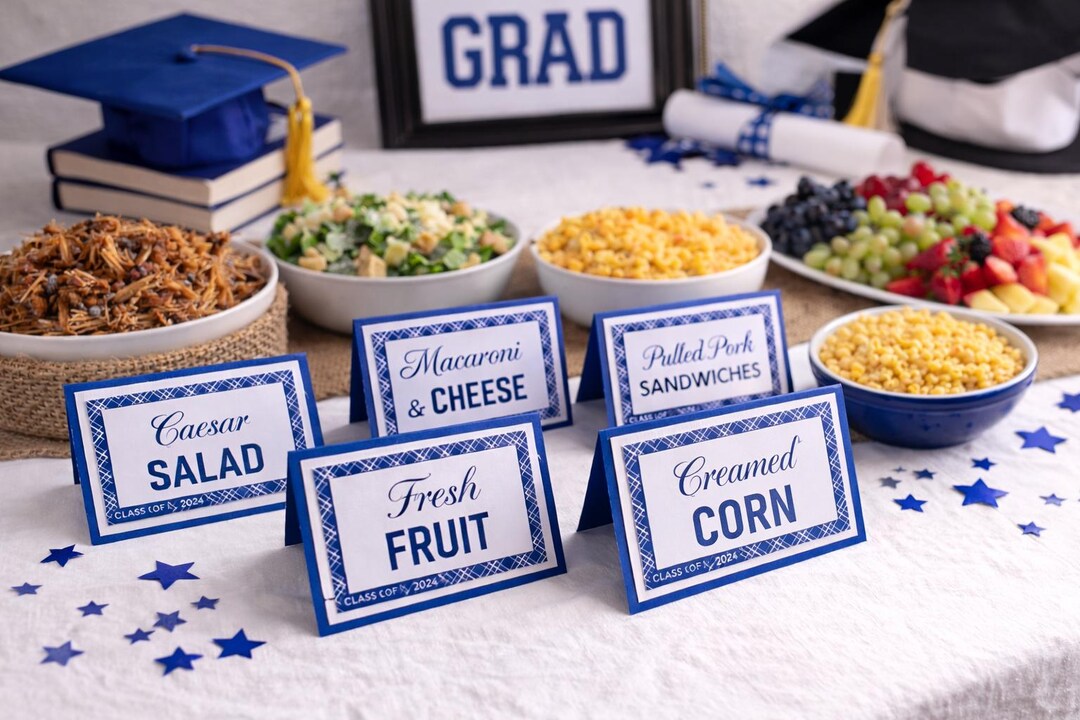 Table Label Graduation Food Labels for Graduation Celebration - Customized With Your Text ...