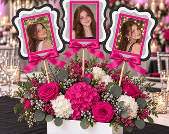 Bat Mitzvah Photo Centerpiece, Personalized Sweet 13 Table Decor, Custom Party Decoration