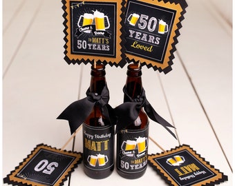 50th Birthday Centerpiece, Beer Centerpiece, Centerpiece Sticks, 50th Birthday Party Decorations, Cheers and Beers