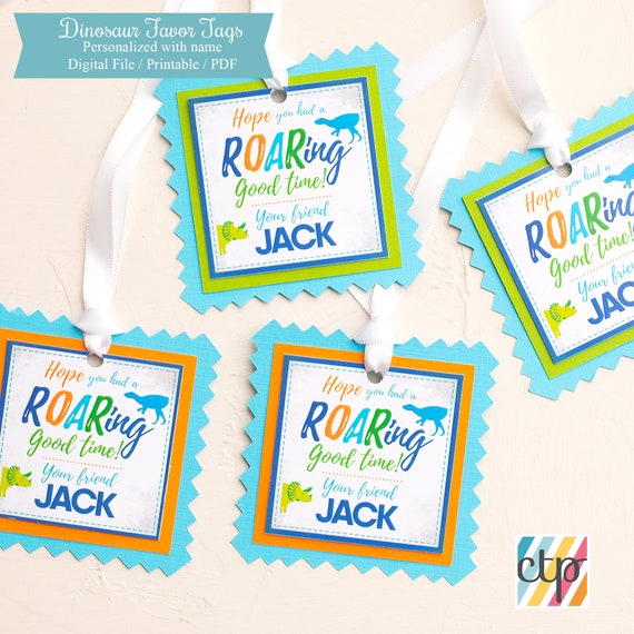 Dinosaur Birthday, Gift Tags, Digital File, PDF, Party Decorations, Boy, Il_570xn